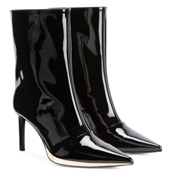 Giuseppe Zanotti Raquel Black Patent Leather Boots, Gold Trim Size 38.5 (US 8.5) - Picture 2 of 16